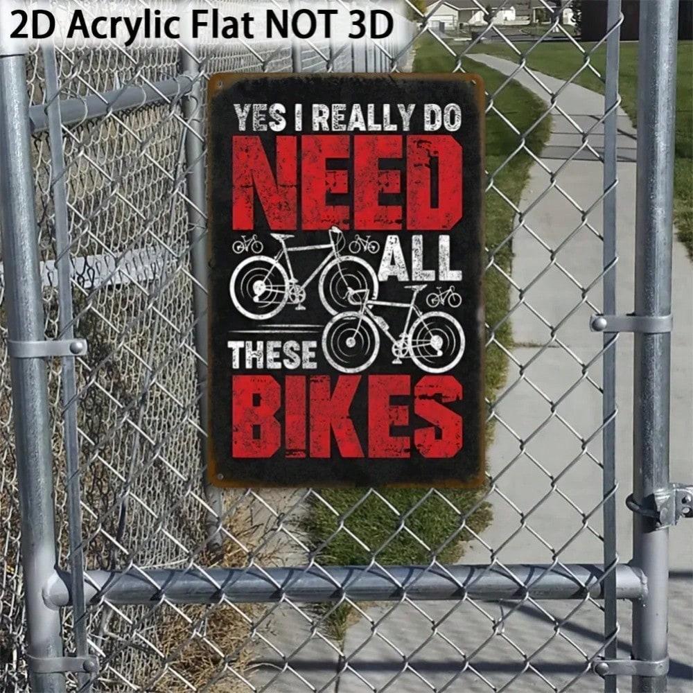 Humorous Cycling "All These Bikes" Metal Plaque, 2D Vintage Acrylic Decor, Garage Man Cave Art Accent for Bike Lovers
