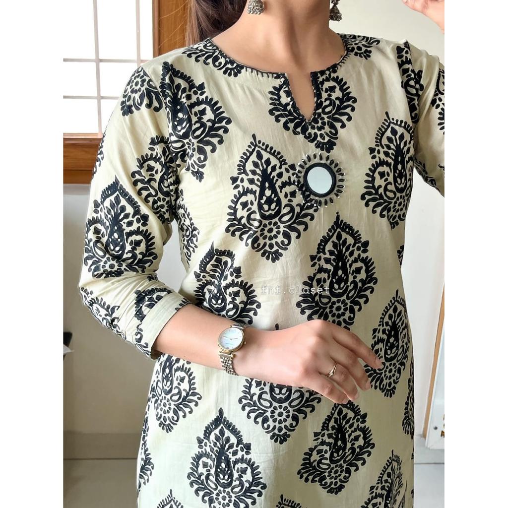 Women's Casual Wear Cotton Kurta Pant Set Bollywood Ethnic Top Tunic Kurti Set