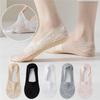 Non Slip Heel Ladies Lace Boat Socks Pure Cotton Breathable Low Cut Invisible Ankle Socks Women Summer Thin Casual Socks