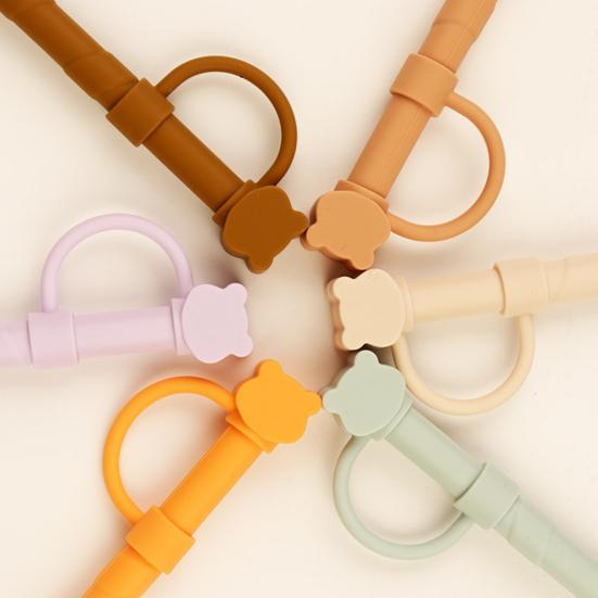 2/8Pcs Silicone Straw Cap Toppers for 40 Oz Tumbler Cups Reusable Bear Shape Design Straw Tips Lids Protectors Dust Cover for Home Dorm Restaurant