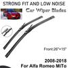 For Alfa Romeo MiTo 2008-2018 26" + 15" Front Wiper Blades Windshield Windscreen Window Cutter Accessories