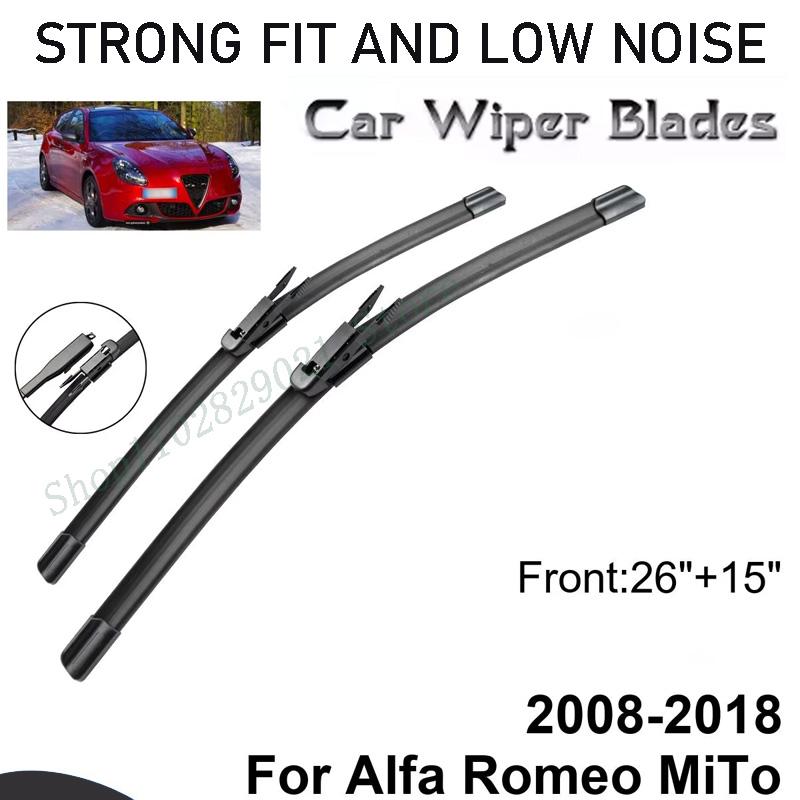 For Alfa Romeo MiTo 2008-2018 26" + 15" Front Wiper Blades Windshield Windscreen Window Cutter Accessories