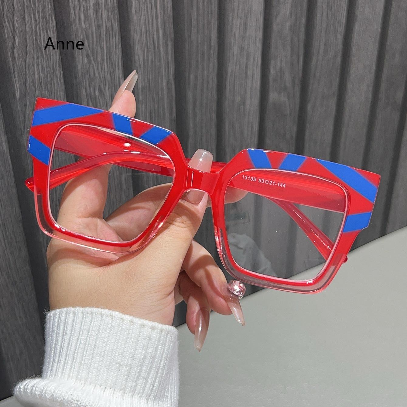 

New Trendy Glasses Frame Cat Eye Large Frame Flat Lens Man Fashionable Anti Blue Light Eyeglasses Retro Women Spectacle Eyewear
