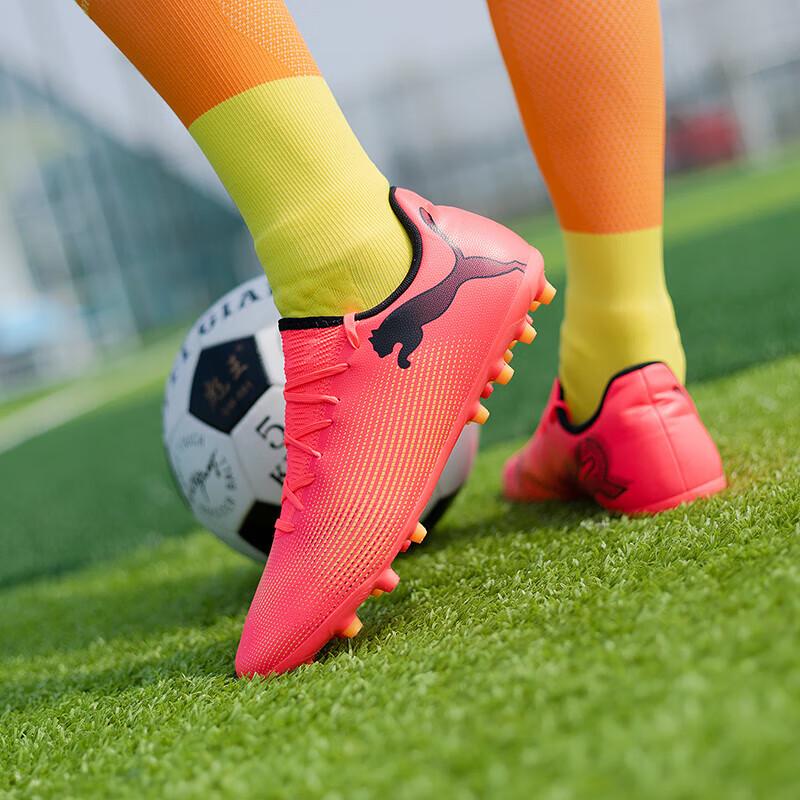 Puma Future 7 Play FG/AG Lightweight Comfortable Low-Top Kids Soccer Shoes Kids sneaker Red Black Yellow 107736-03