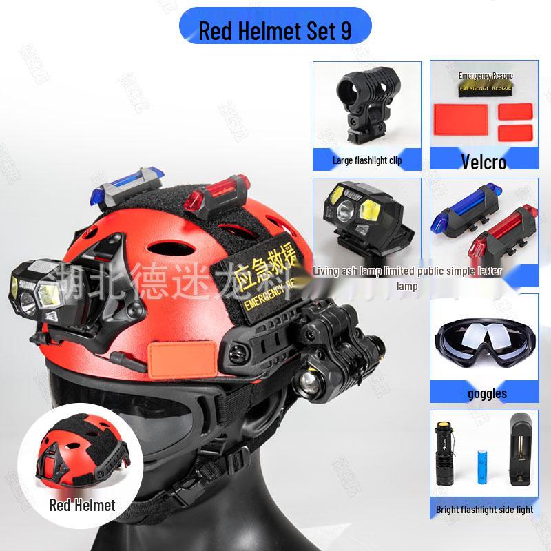 Set Casco di Salvataggio Nero e Rosso: Pronti per il Salvataggio da Terremoti e Acqua con Accessori Personalizzati