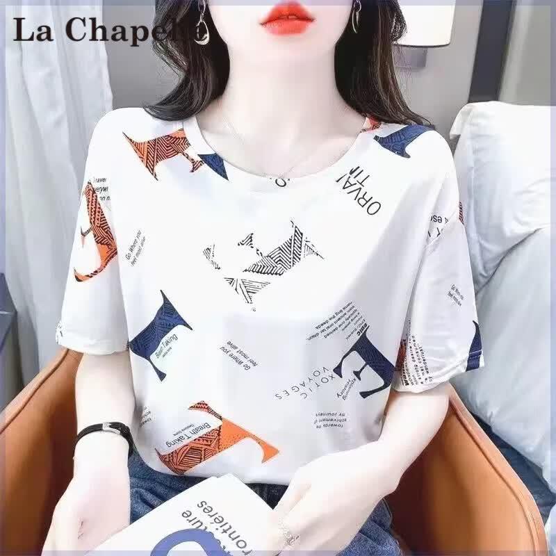 La Chapelle Women s Letter Print Short Sleeve T-Shirt S белый