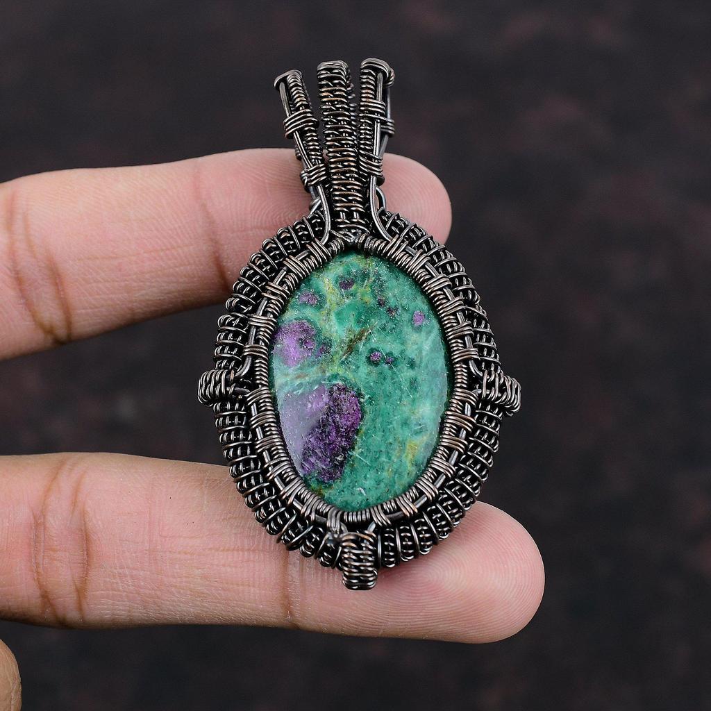 Ruby Fuchsite Copper Pendant Copper Wire Wrapped Pendant Ruby Fuchsite Jewelry Handmade Gemstone Pendant Gift For Him Amazing Copper Jewelry