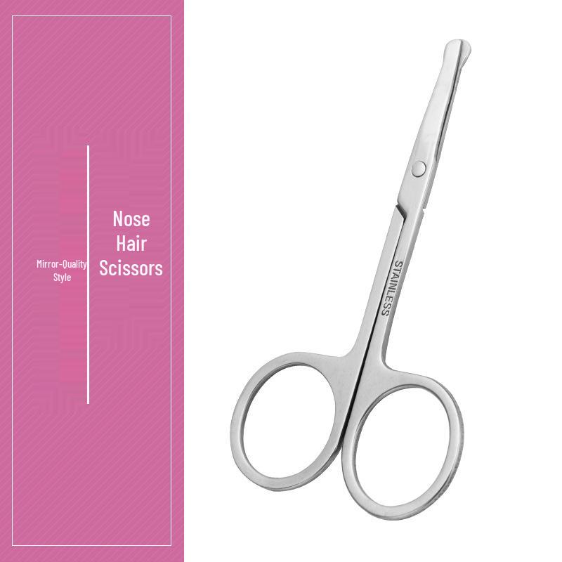 Stainless Steel Eyebrow, Nose, and Beauty Scissors with Round, Curved, and Pointed Heads