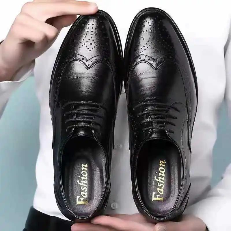 Men's Breathable Leather Shoes Black Soft Leather Lace-up Spring And Autumn Best Man Men's Business Formal Wear Casual Shoe
