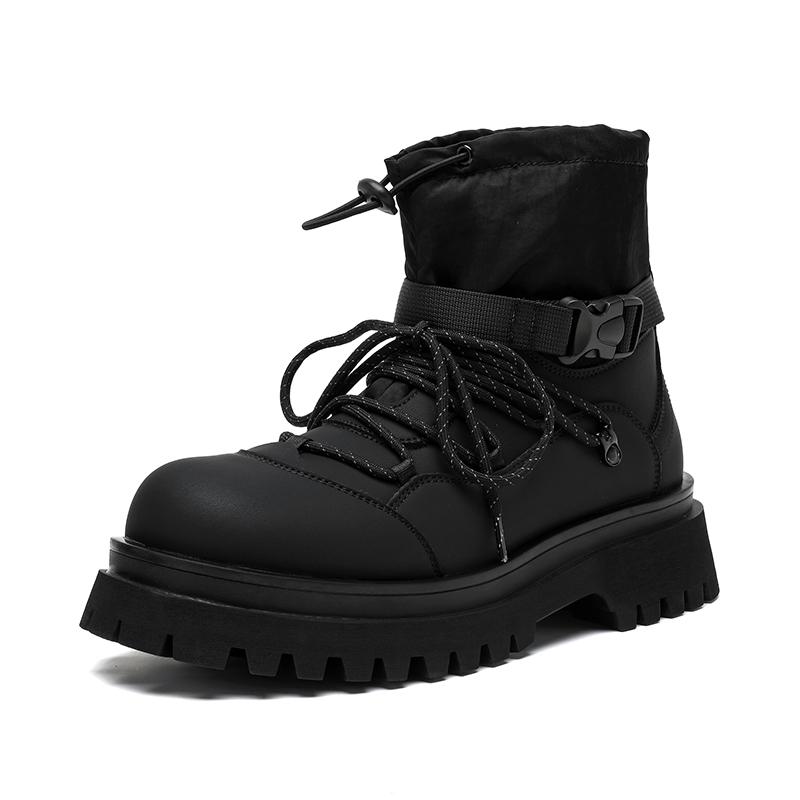 სქელძირიანი მამაკაცის ჩექმები მოდური დიზაინერის სტილი ყოველდღიური ოფისი გარე დასვენება წვეულება ქუჩის სიარული მოდა ახალგაზრდული ზრდასრული შავი ფეხსაცმელი