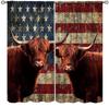 Farmhouse Cow Curtain Funny Animal Butterfly Sunflower Cow Curtains for Western Barn Door Printed Rod Pocket Window Treatments