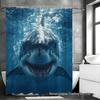 Shark Print Shower Curtain Set with 12 Hooks - Bathroom Decoration Accessories