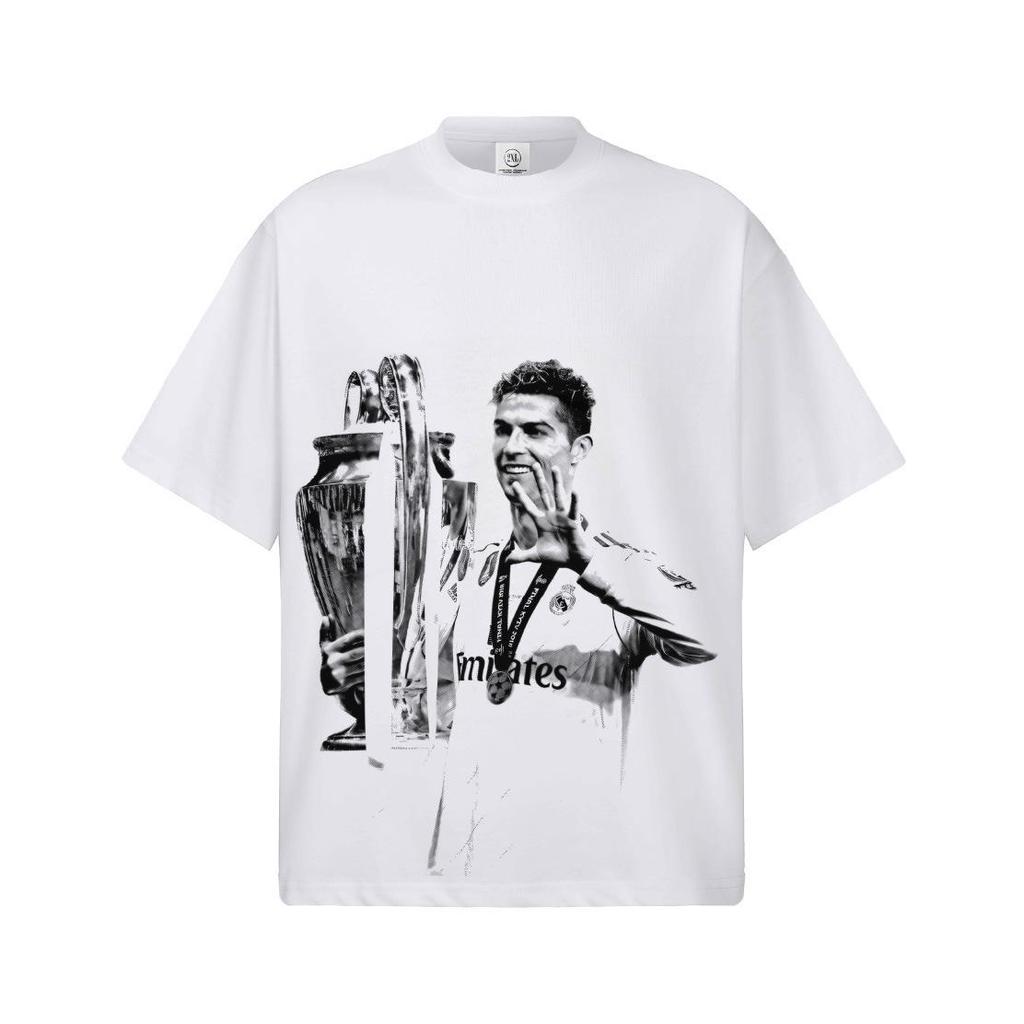Cristiano Ronaldo Retro Distressed Heavyweight Cotton T-Shirt