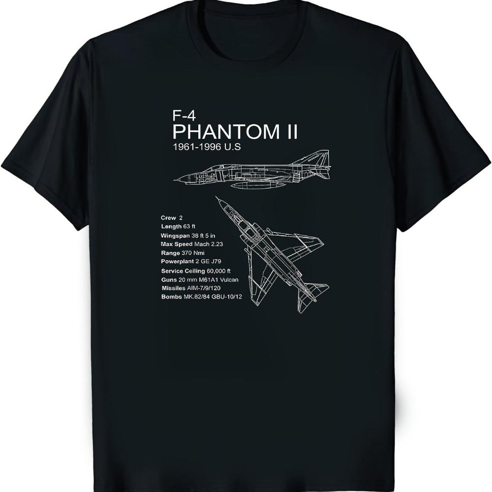 Unisexs Vintage F Phantom II Fighter Jet TShirt US Service Specs Loose Fit Casual Tee with F Phantom II Aircraft S