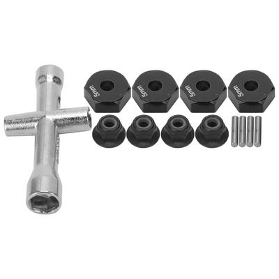 12mm Hjul 5mm Tjocklek Sexkantsadapter Kryssnyckel M4 Halkfritt Mutterset för 1/10 RC-bil(Svart )