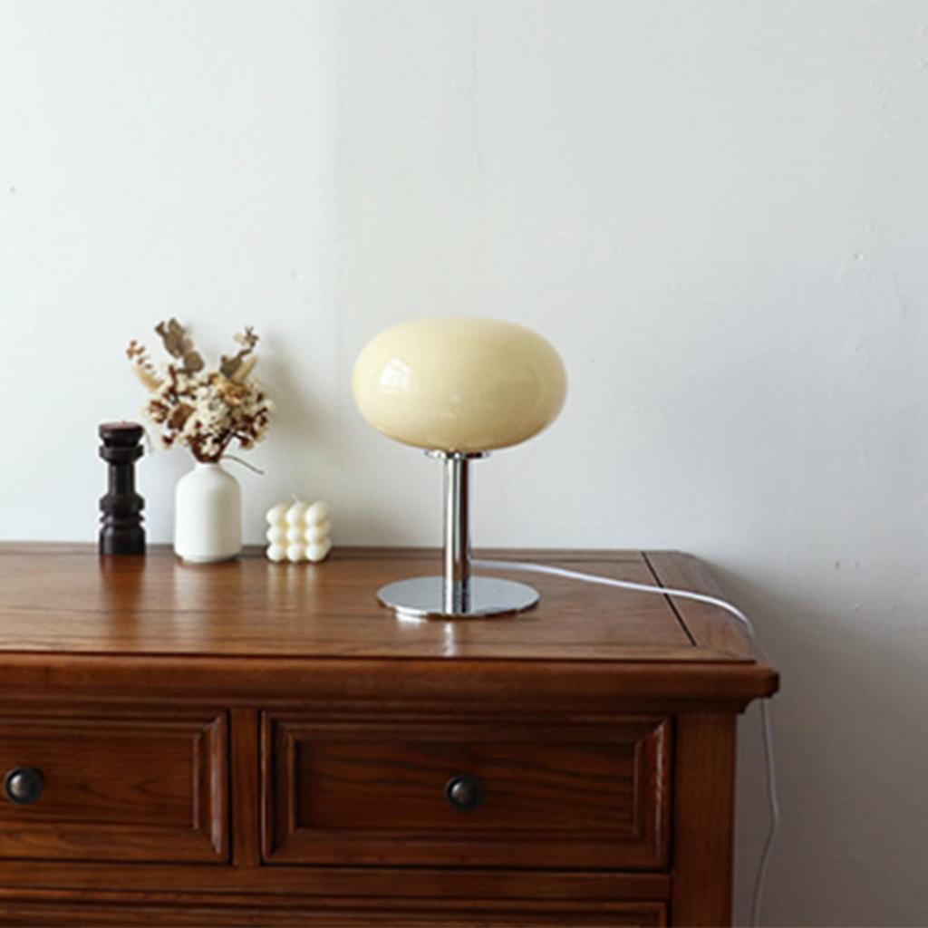 Egg Tart Shaped Table Lamp, Soft Light, Wide Applicability, USB Desk Lamp for Office Girls (Beige)