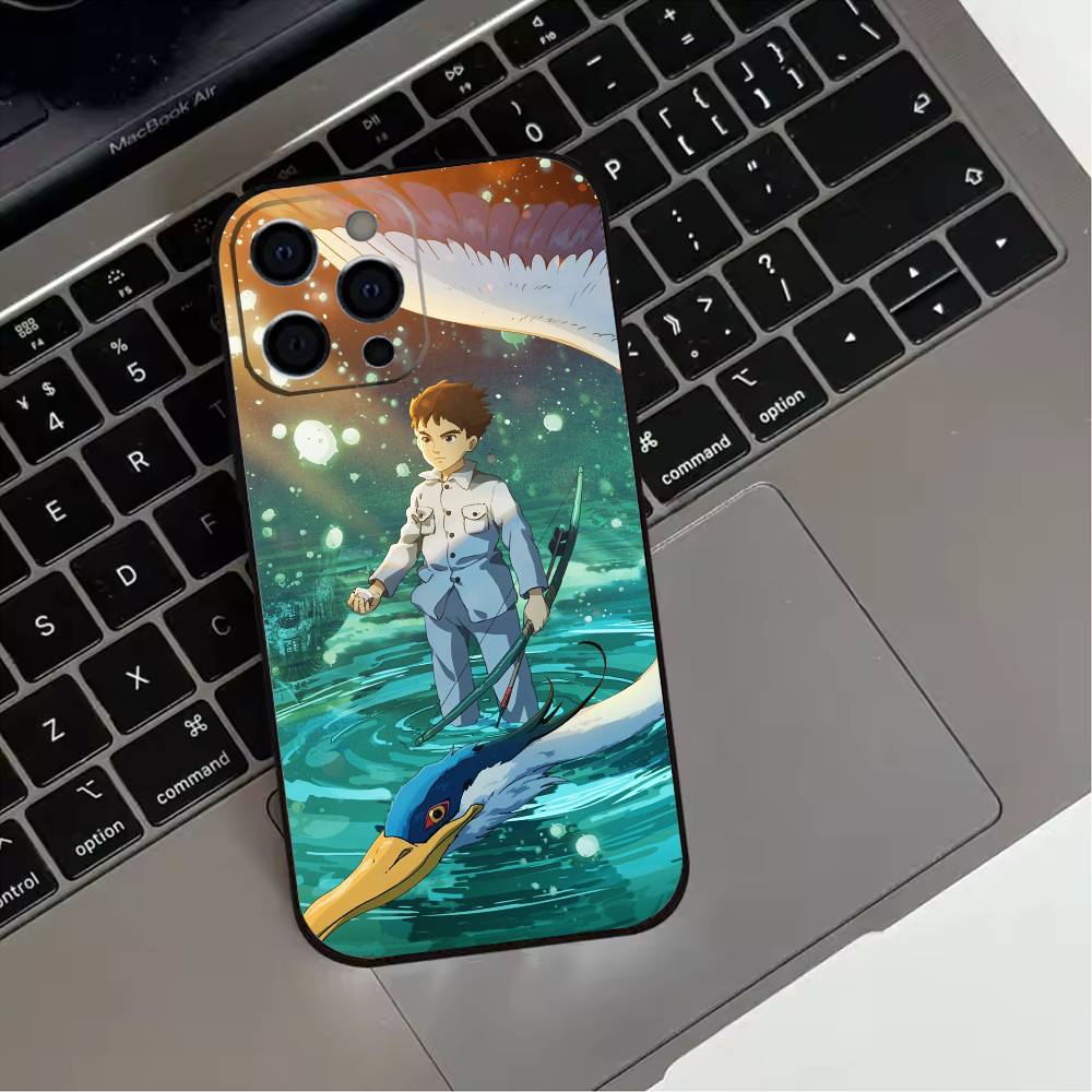 The Boy and the Heron  Phone Case For iPhone 17,16,15,14,13,12,11 Plus,Pro Max,XS,Soft Silicone Black Cover