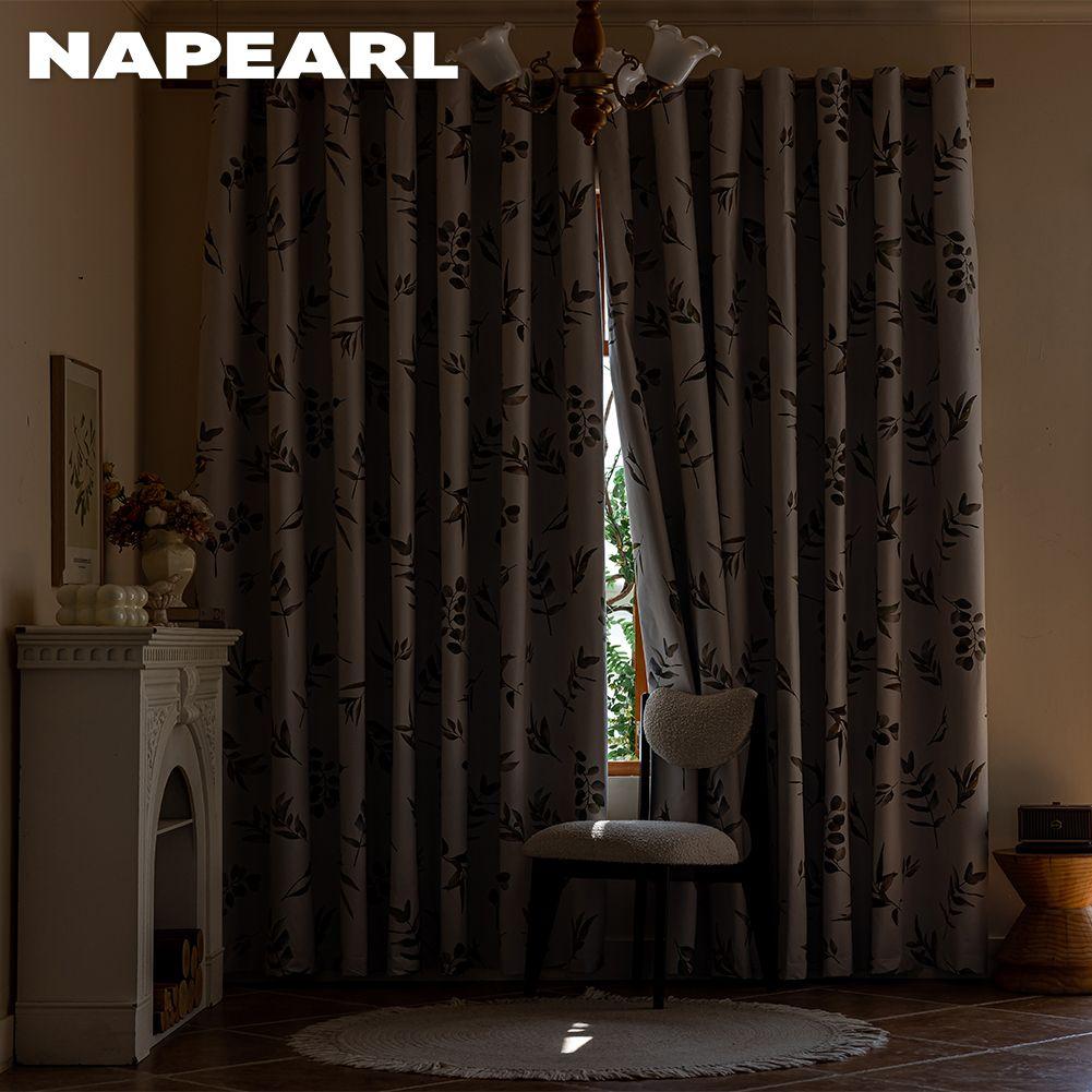 1PC NAPEARL 100% Blackout Curtains  American Countryside Style Plant Printed Curtains for Bedroom Living Room Balcony Window for Home Decor