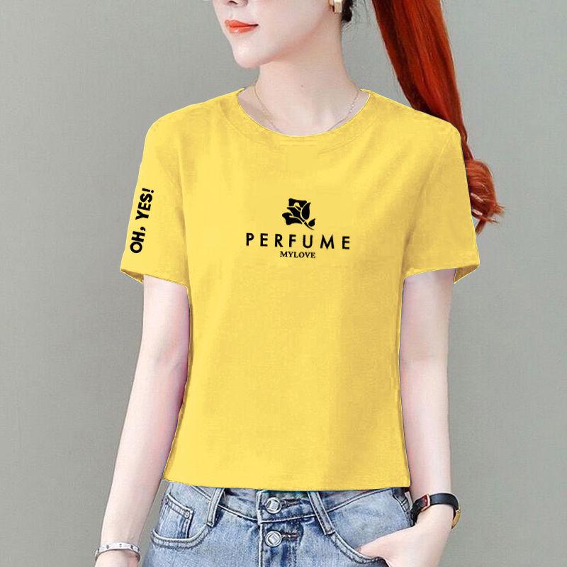 Women's White Pure Cotton Short Sleeve T-Shirt, Korean Style, Loose Fit, Petite High Waist, Versatile Fashion Top