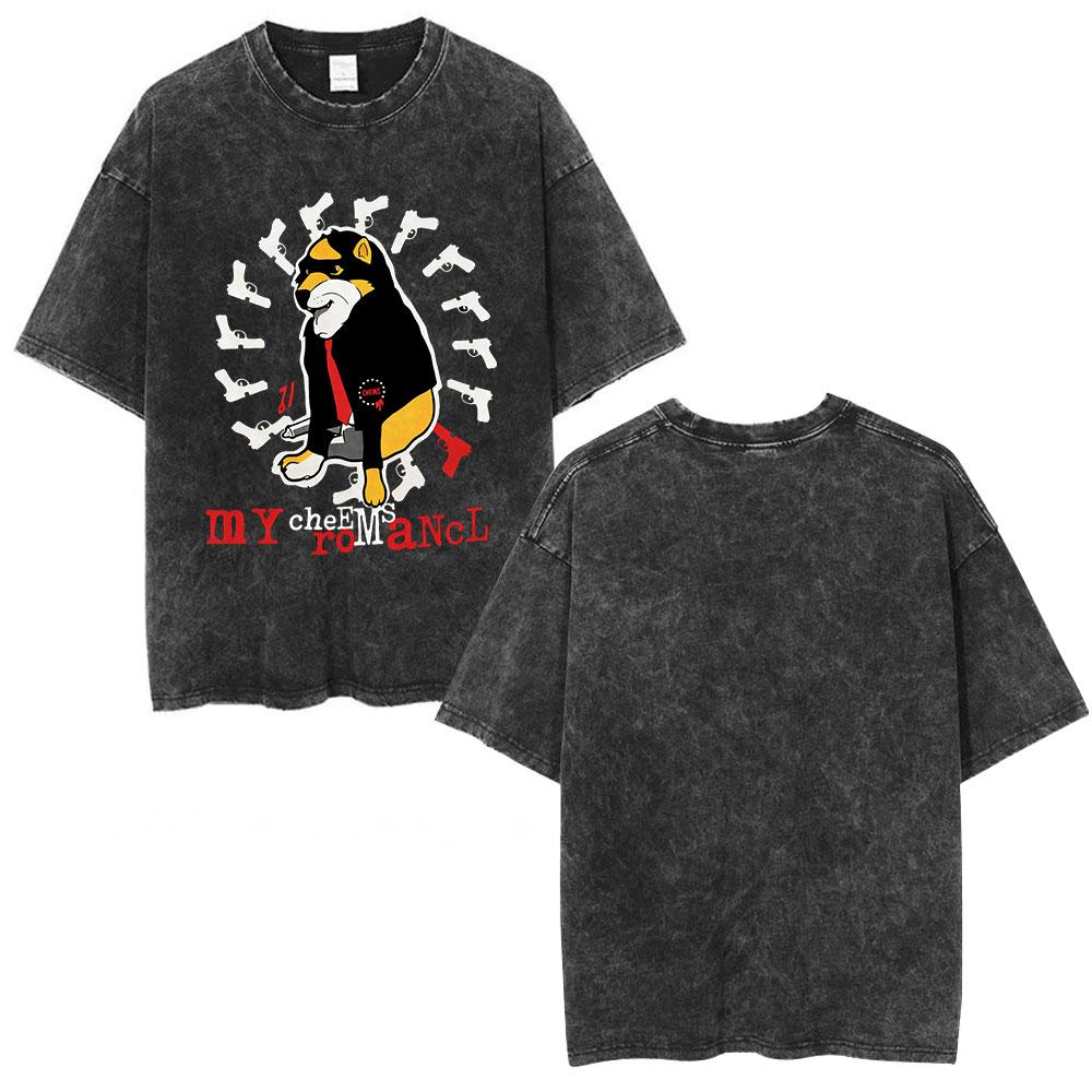 Rock Band My Chemical Romance Washed Tshirt The Black Parade  Tour Merch Tshirts Mens Clothing Vintage T Shirt Streetwear