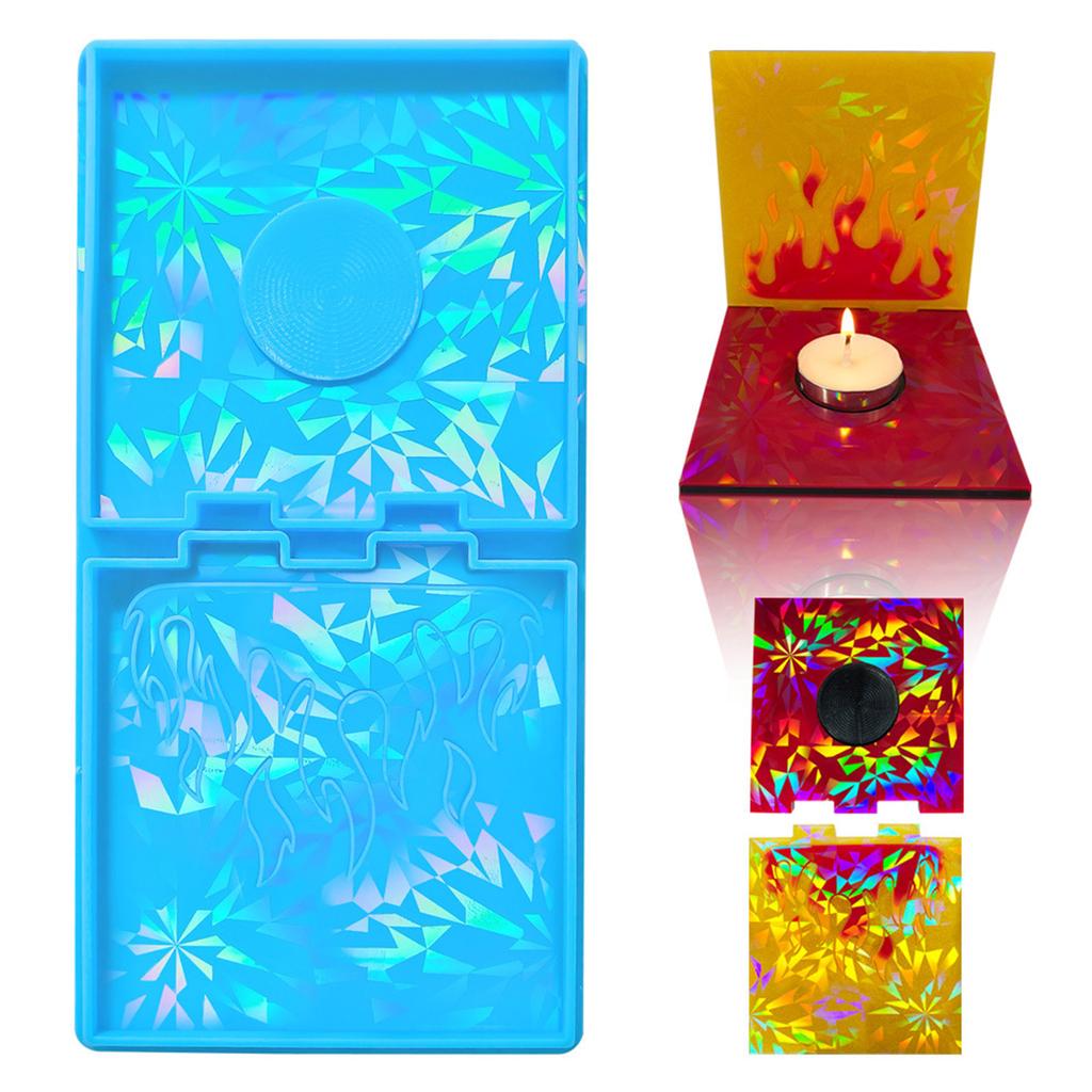 Flame Pattern Silicone Mold for Candle Holders Rectangle Shape Candlesticker Resin Molds Easy To Use Candle Base Molds