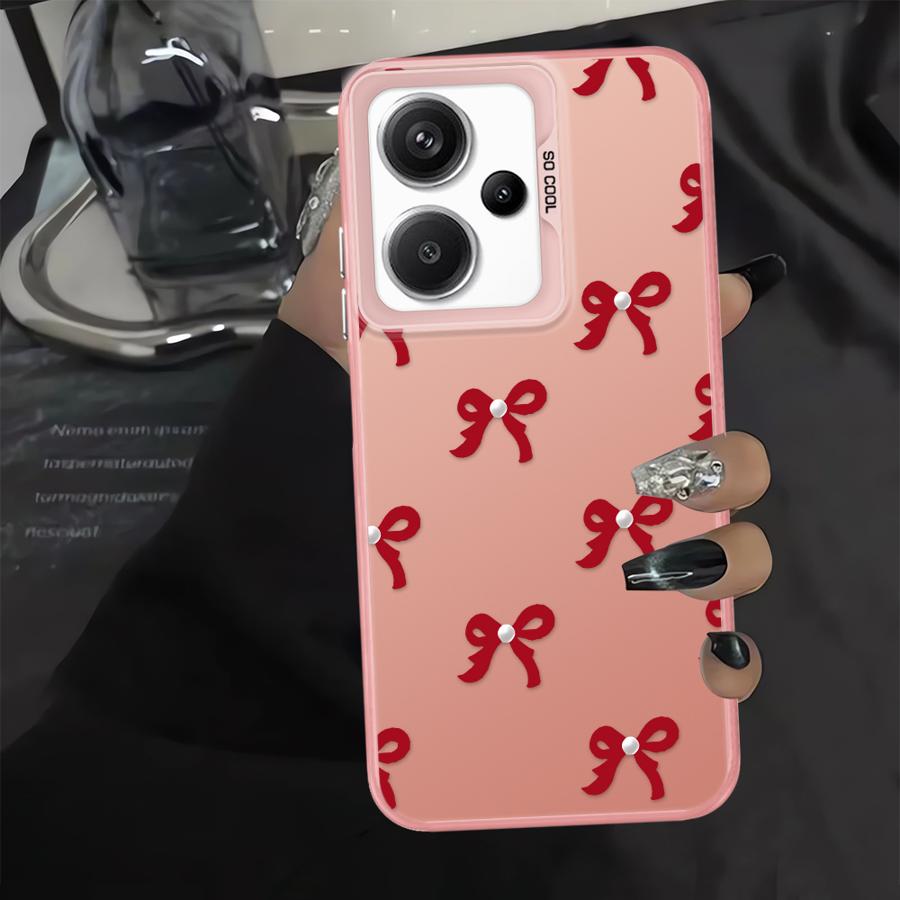 Case for Xiaomi Redmi Note 14 A2 13C 12 10 11 Pro 14C A1 Note 13 12 Pro Plus 12C Phone Cover Fashionable Red Pink Bow