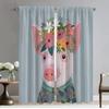 Floral Friends Animal Modern Living Room Curtains 2 Pieces Home Interior Curtains for Camera Tulle for Bedroom Blackout Curtain