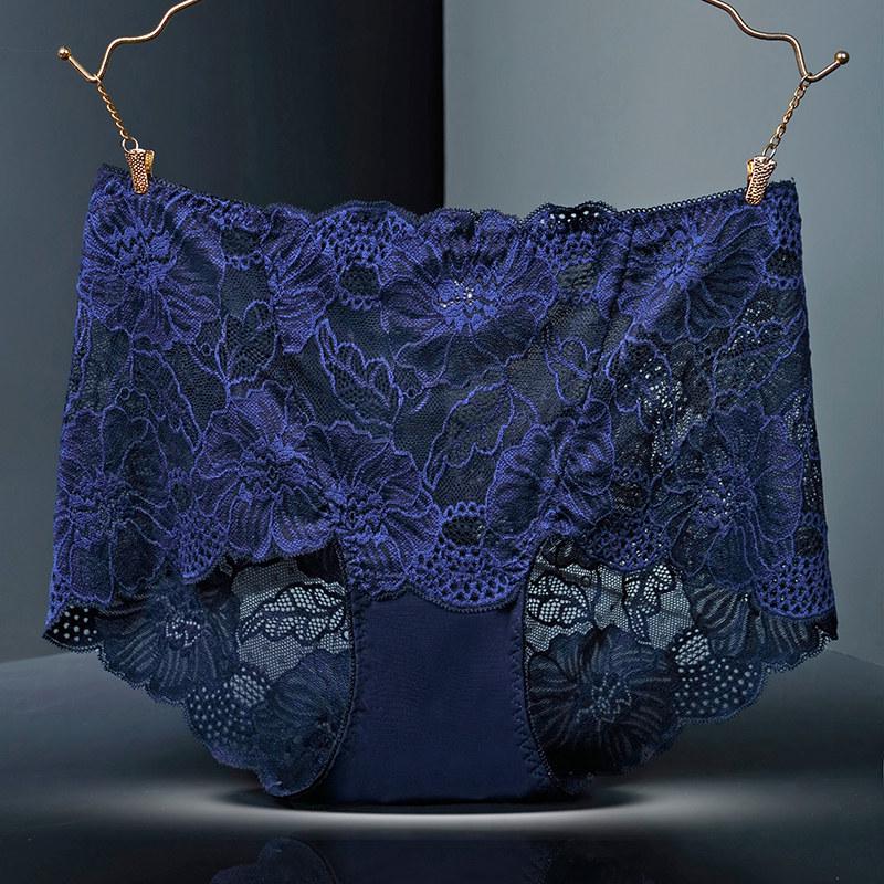 Bragas de encaje con flores, cintura alta, calzoncillos calados para mujer, calzoncillos de talla grande, calzoncillos sexys