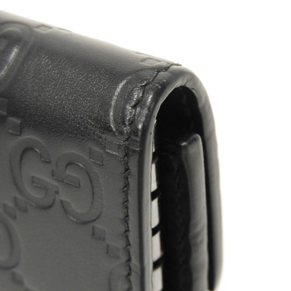 Used Guccissima 6-ring keychain (138093 7949) with double G embossing (9539) in black. Unisex. from Japan AUTHENTIC