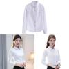 Womens Long Sleeve Business Shirt With Spliced Polyester For Office Work And Formal Wear
