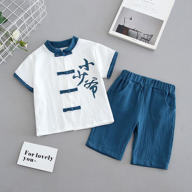 Children's Hanfu Tang Suit Summer Short-sleeved Suit Boys Summer Suit Girls 1-5 Years Old Summer Clothes Tang Suit