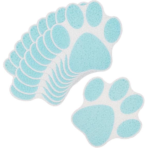 AUEAR, 10 Pack Adhesive Paw Print Bath Treads Non Slip Bathtub Stickers Strong Appliques Anti-Slip Traction to Tubs Decals