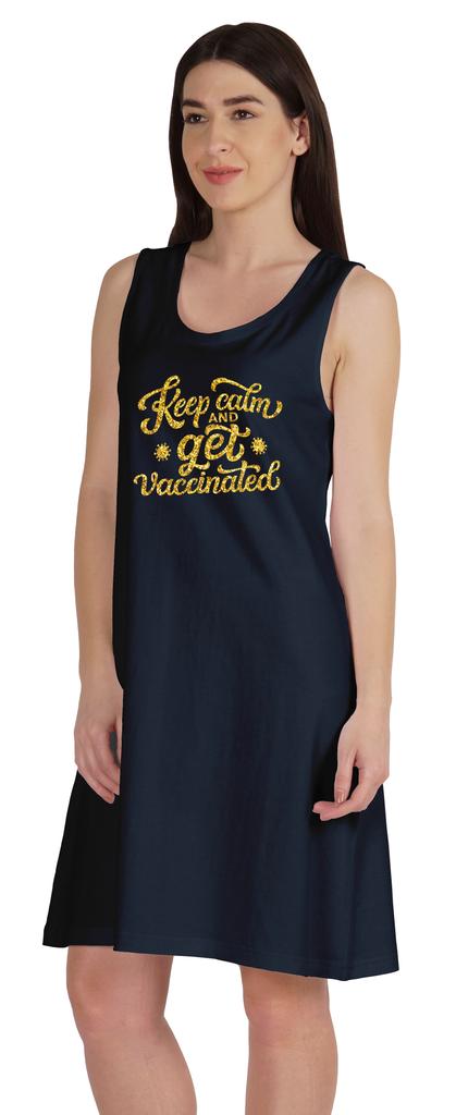 Inkmeso Keep Calm and Get Vaccinated T-Shirt Funny Pro Vaccine Summer Scoop Neck