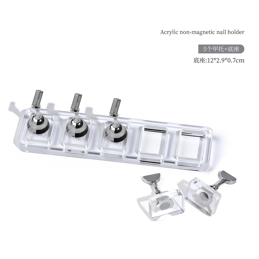 5/10Grid Non-Magnetic Nail Acrylic Display Stand Transparent Holder For Practice Showing Shelf False Nails Holder DIY Salon Tool