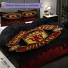 Manchester emblem purple background Bedding (1 * duvet cover + 2 * pillowcase, without core) 2D Flat Soft and comfortable Christmas birthday gift