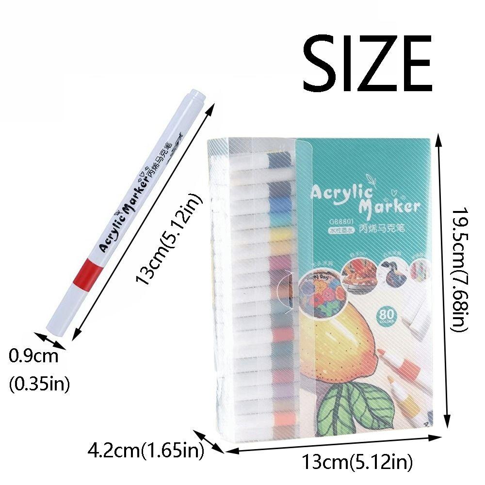 Fine Nib Acrylic Marker Pen Set 80 Colors Child Painting Graffiti Pens Stationery Supplies