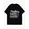 Oversized T Shirt Black Hello Third Grade Chalkboard Style Print School Theme Casual Wear for Women and Girls