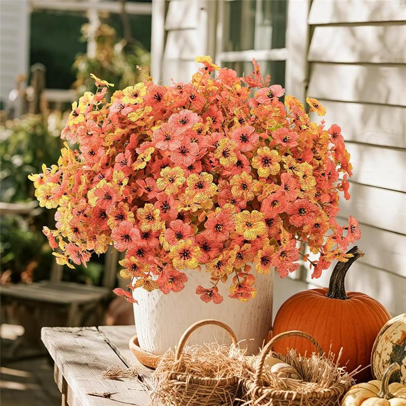 Eucalyptus Lavender Faux Autumn Decorative Plants 24PC Bundle- Artificial Fall Flowers For Outdoors Use