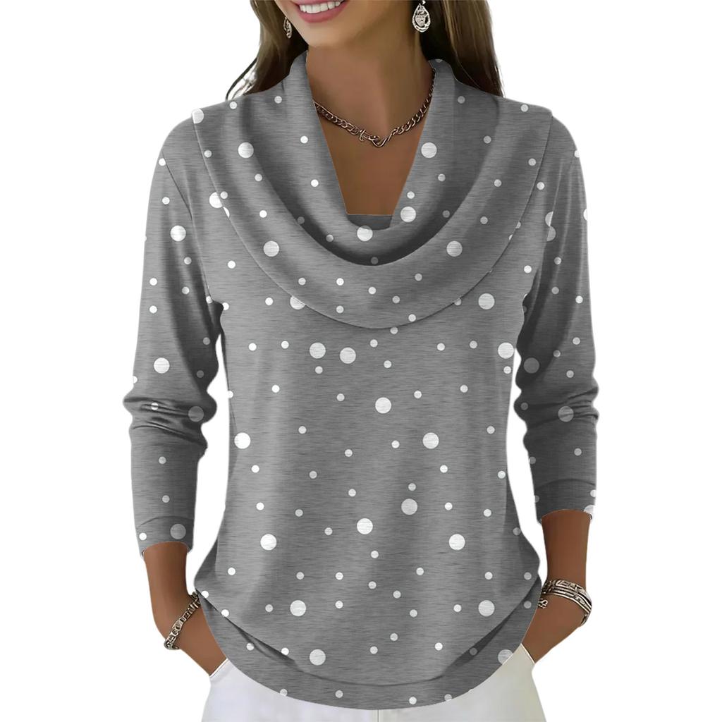 Women's Casual And Fashionable Round Neck Long Sleeved Printed Top Sweater