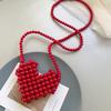 Mini Lipstick Handbags Pearl Women's Bag Crossbody Multicolor Love Shape Work Beads Women Spring and Summer All-match Fashion