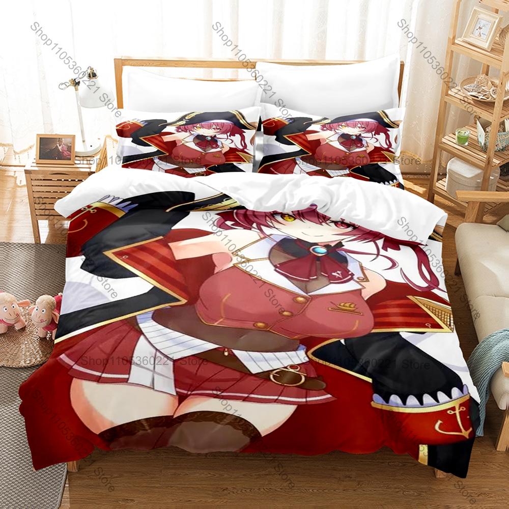 Hololive Ninomae Ina'nis Bedding Set 3Pcs Ancient One Priestess Pattern Cute Anime Bed Linen for Home Bedroom