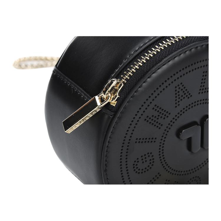 New FILA Polyurethane Small Round Bag Shoulder Bag Crossbody Bag Mini Women's Jet Black F13W229167F-BK