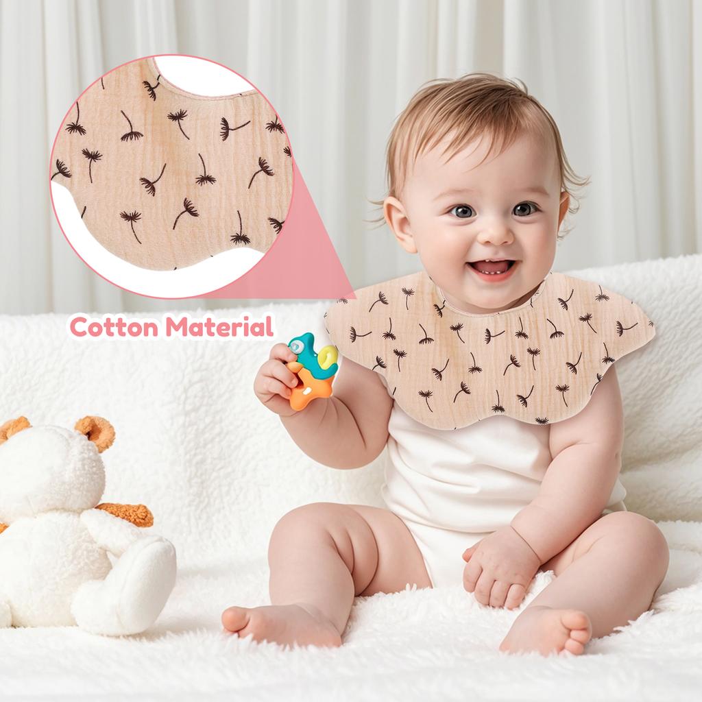 8Pcs Cotton Baby Drooling Bibs Round Neck Baby Drooling Bibs Quick Absorbent Burp Cloth Machine for Boys Girls Newborn