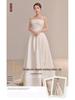 2025 French Strapless Satin Wedding Dress: Elegant, High-Quality Texture, Floor-Length for Winter