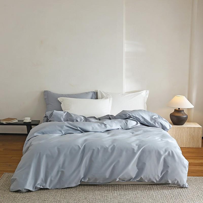 500TC Cotton Bed Sheet Set Solid Color Soft Breathable Bedding Modern Simple Style All Season Use