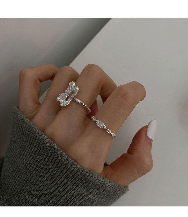 Adjustable 999 Pure Silver Sugar Cube Ring for Women, Luxury Design, Perfect 520 Gift for Girlfriend or Bestie, with Square Diamond.