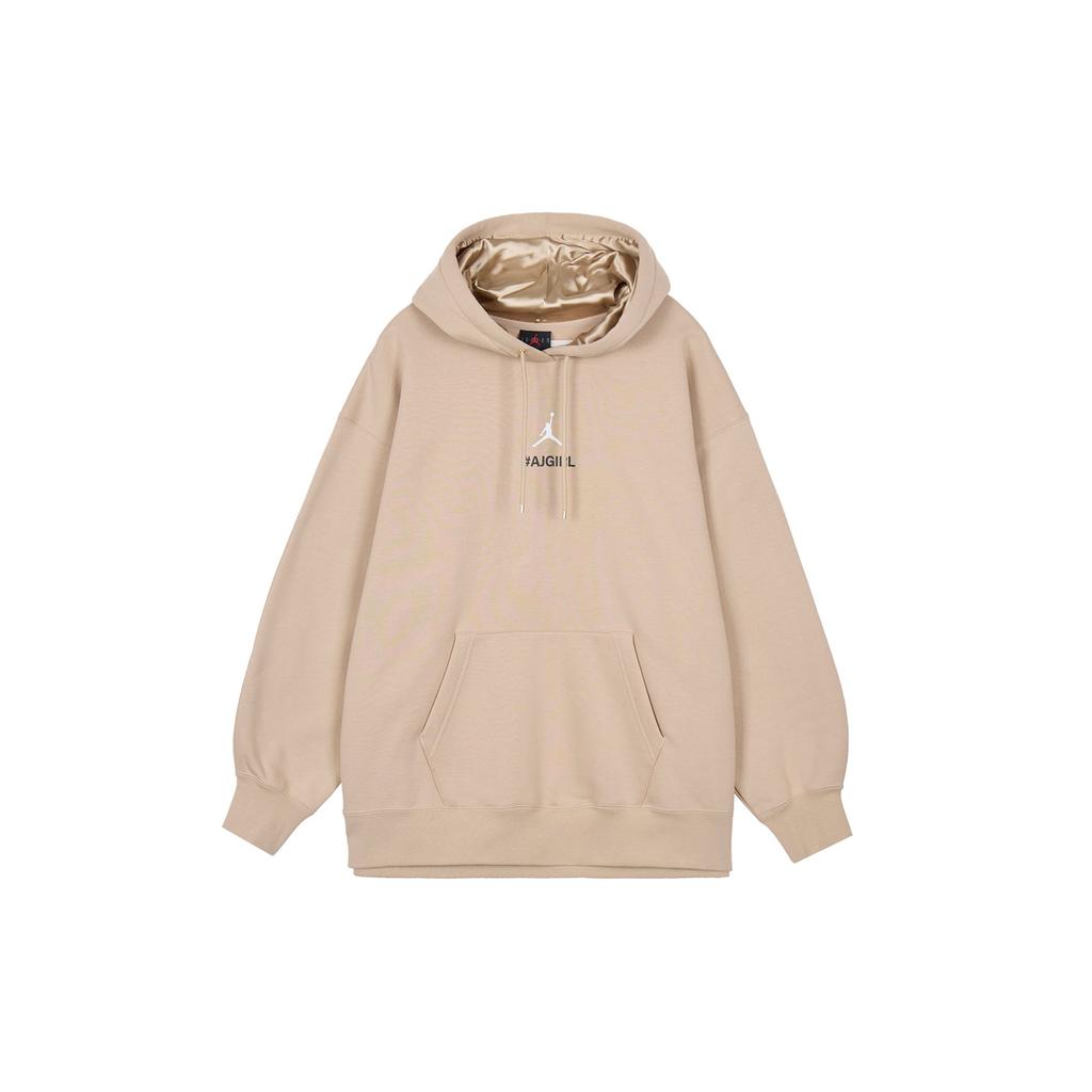 Jordan AS W AJ Girl Verbiage Fleece-Lined Casual Hoodie Women Tops Khaki FZ4334-221