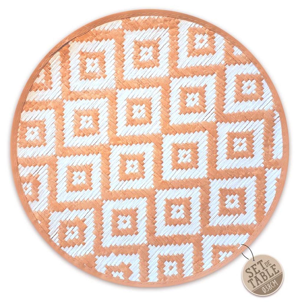 Les Trésors De Lily [A3393] - Tischset aus geflochtener Jute 'Boho' beige weiß - 38 cm