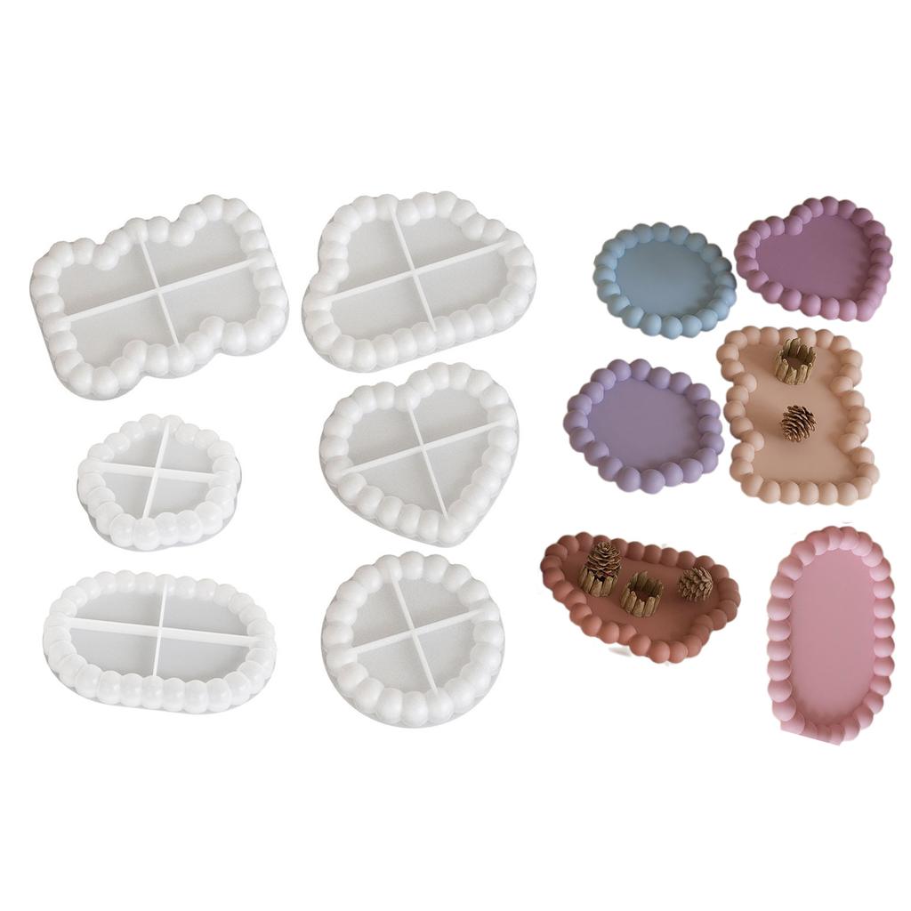 Set of 6 Epoxy Mould for Plate Silicone Coaster Making Moulds Cup Mat Mold Geometric Shaped Jewelry Storage Tray Molds
