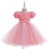 European & American Children's One-Shoulder Piano Performance Evening Dress with Bow
